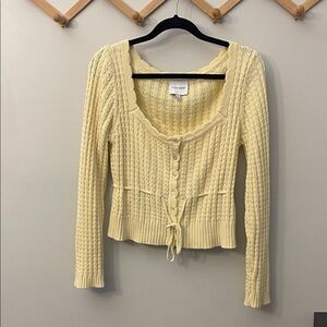 Pink Rose Cream Ribbed Knit Sweater